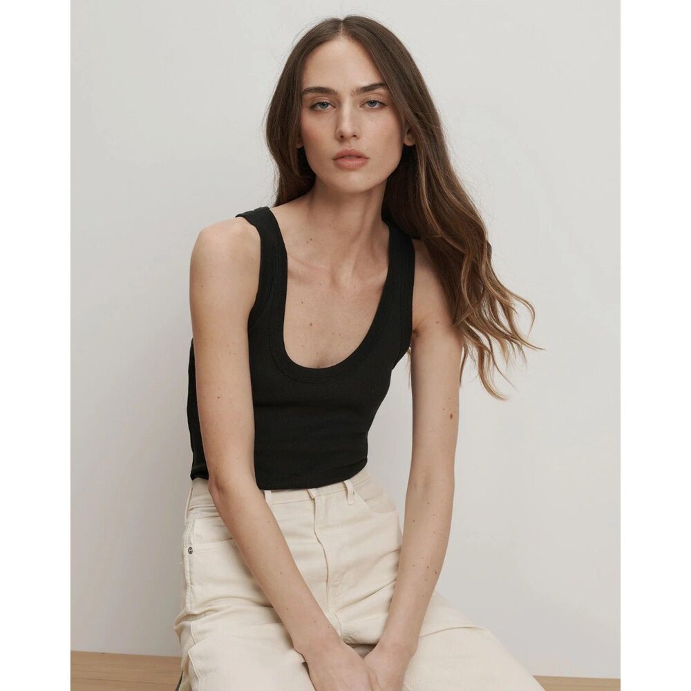 Veronica Beard Birke Scoopneck Tank Top in Black | Size: Large